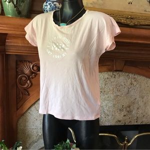 MK Michael Kors Pink & Silver Logo Tee Top M